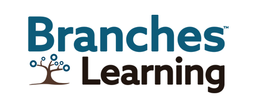 Logo for Branches Learning with Branches in large blue letters and Learning in smaller black letters below. To the left, there is a stylized tree with blue circular leaves on spreading branches.